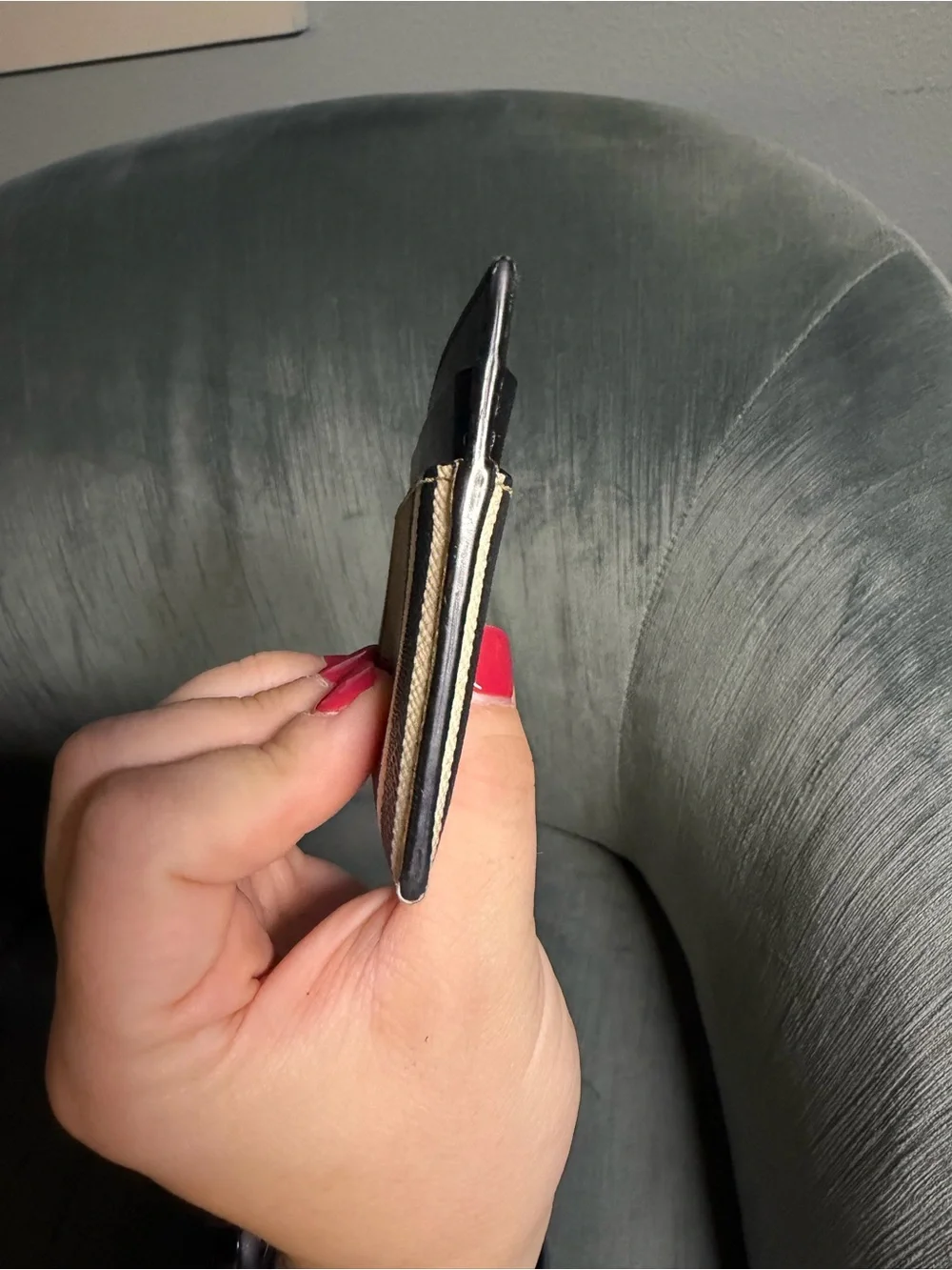 Burberry Black, Beige & Red Striped Card Holder